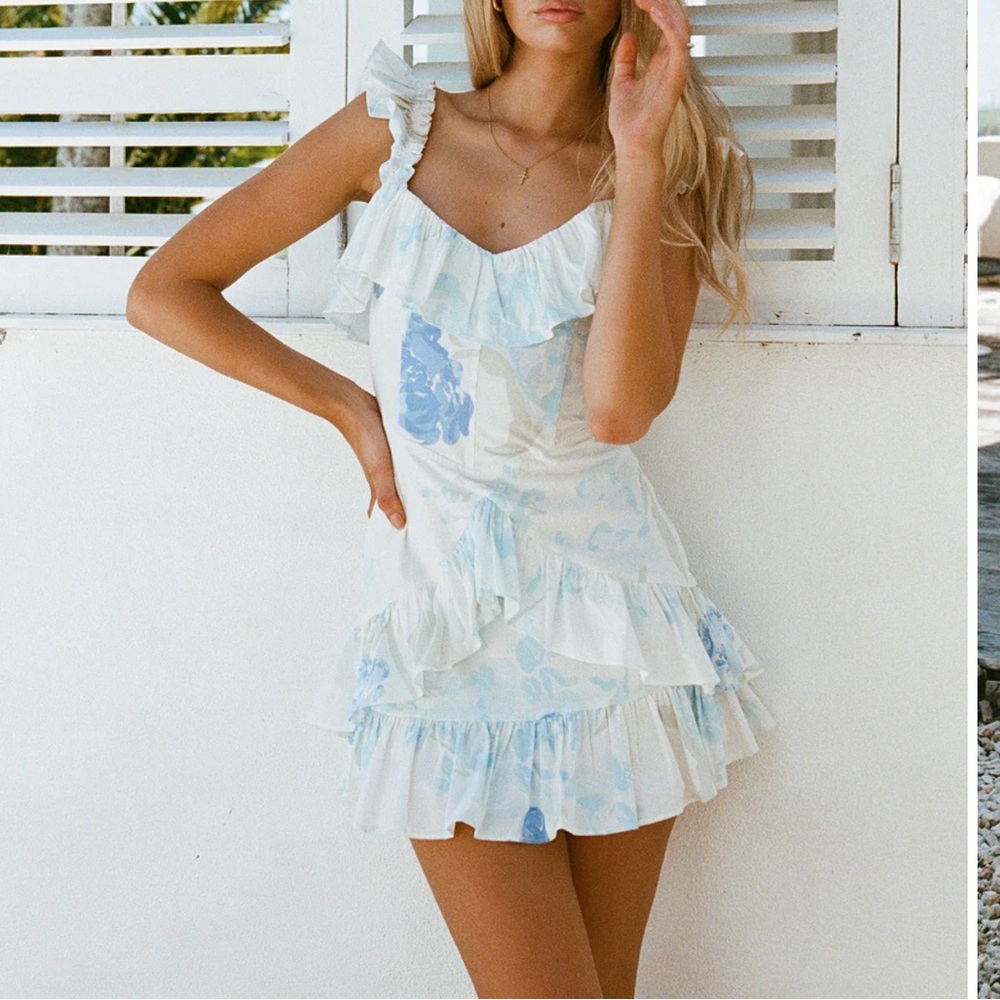 Blue floral mini dress
